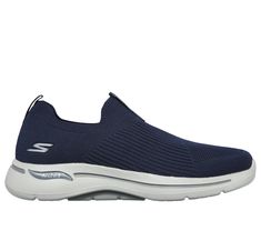 Get all the support you need for your long walks with the Skechers GO WALK Arch Fit - Iconic shoe. Featuring a breathable athletic knit upper in a Stretch Fit pull-on style sneaker with removable Arch Fit insole and a lightweight ULTRA GO cushioned midsole. | Skechers Men's GO WALK Arch Fit - Iconic Slip-On Shoes Athletic Fit Slip-on Running Shoes With Arch Support, Walking Slip-on Sneakers With Arch Support, Slip-on Running Shoes With Arch Support For Sports, Blue Slip-on Running Shoes With Arch Support, Black Slip-on Sneakers With Arch Support For Running, Waterproof Shoes, Skechers Women, Wide Shoes, Navy Fashion