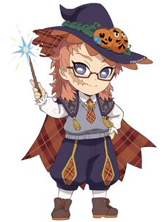 an anime character dressed as a witch holding a wand