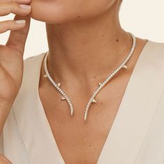 14K Yellow Gold Logan Hollowell Briar Lab Diamond Collar Necklace Luxury Yellow Gold Necklaces For May Birthstone, Luxury Elegant Jewelry With Lab Grown Diamonds, Logan Hollowell, Diamond Collar, A Secret Garden, Brilliant Earth, Luxurious Design, Collar Necklace, Girls Best Friend