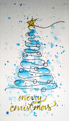 a watercolor drawing of a christmas tree