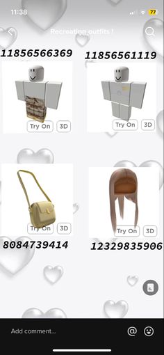 the screenshot shows different types of purses and their price tags, including one for each