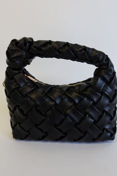 With its woven design and knotted embellishment, this bag is the perfect addition to make any outfit elevated for the spring! Zipper closure Detachable strap Inside pocket Measurements: Width: 10“ Height: 9.5“ Woven Design, Black Handbags, Handbags On Sale, Inside Pocket, Shoe Accessories, Gift Card, Zipper, Handbags, Black