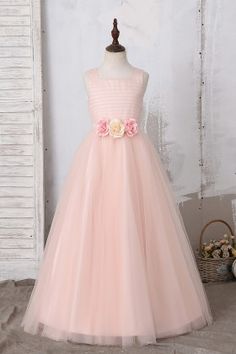 Off Shoulder Princess High Low Bow Flower Girl Dress - Lunss Simple Flower Girl Dresses, Tea Length Flower Girl Dress, Peach Gown, Pink Princess Dress, Net Gowns, Baby Pink Dresses, Pink Flower Dress, Pink Ball Gown, Pink Flower Girl Dresses