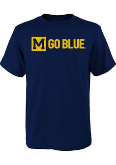 Your future Michigan Wolverines will be ready for the game with this Michigan Wolverines Youth Navy Blue Short Sleeve Tee. This Vault Slogan T-Shirt features a screen print team vault slogan on center chest. Locker Ideas, Slogan T Shirt, Navy Blue Shorts, Go Blue, Spirit Wear, Michigan Wolverines, Vaulting, Screen Print, The Game