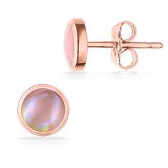 14K Rose Gold Kabana Round Stud Earrings with Pink Mother of Pearl Inlay. The earrings measure approximately 1/4" in diameter. Mother Of Pearl Inlay, Pearl Inlay, Soft Classic, Round Stud Earrings, Fine Jewels, Mother Of Pearl, Stud Earrings, Rose Gold, Gold