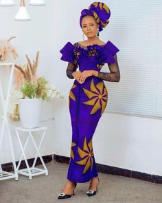 African Pencil Fabric Dress Ankara Print Fashion Design. This wonderful dress can be used for many occasions that require you to dress beautifully. Gorgeous, blue dress that many will love. Ankara Prom Dress, Beautiful Ankara Gowns, Ankara Styles For Women, Ankara Long Gown, Dress Ankara, African Prom Dresses