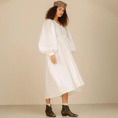 This stylish linen dress for women features an oversized fit with the option of a midi or mini length, perfect for a breezy, casual look. The puff long sleeves add a touch of elegance to this feminine clothing piece, making it ideal for summer or year-round wear. Whether you're searching for a versatile dress to wear to brunch, the beach, or a special event, this breathable and comfortable linen dress is a must-have. Available in various sizes and colors, this dress is perfect for women who love chic, relaxed fashion. * All clothing made from washed European blend linen (60% linen and 40% cotton) * OEKO-TEX certified fabric (no harmful chemicals used in production) * Tie back * V neck * Ankle or knee length * Puff sleeves * From XS to Plus size * Perfect clothing for summer TAKING CARE: * Relaxed Fashion, Feminine Clothing, Loose Clothing, Puff Long Sleeves, Loose Outfit, Feminine Outfit, Versatile Dresses, Harmful Chemicals, Dress For Women