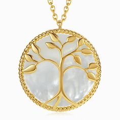 Wear this Tree of Life gold necklace as a representation of your beliefs in life. It features the Tree of Life as a protective charm. It is made of gold-plated copper and abalone shell, and it makes for a beautiful gift to a friend. Gold Abalone Shell Pendant Jewelry, Spiritual Shell Necklace As Gift, Mother Of Pearl Engraved Necklace For Gift, Engraved Mother Of Pearl Necklaces For Gifts, Gold Pendant Shell Necklace As Gift, Gold Shell Necklace Gift, Gold Medallion Necklace With Mother Of Pearl, Gold Abalone Shell Round Jewelry, Gold Shell Necklace For Gift