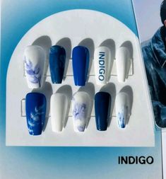 Rm Indigo Nails, Jungkook Inspired Nails, Suga Nails, Bts Nails Designs, Nail Art Bts, Bts Inspired Nails, Bts Nail Art