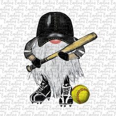 a baseball player gnome with a bat and ball