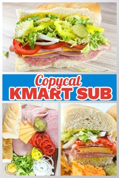 an advertisement for a kmart sub sandwich with meat, lettuce and tomatoes