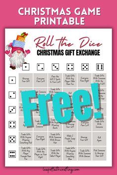 the christmas game printable for kids to play with is shown in blue and pink