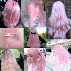 Perfectly pink ｡♡。 Fluttershy Hair Color, Light Pink And Purple Hair, Pastel Hair Aesthetic, Milk Pink Hair, Pink Hair On Black Women, Pastel Pink And Purple Hair, Pink Hair Cosplay, White And Pink Hair, Pink Hair Outfit