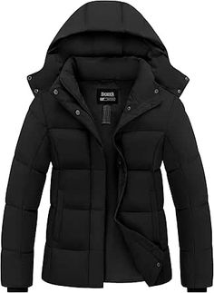 Skieer Women's Quilted Winter Coat Waterproof Ski Puffer Jacket Warm Parka with Detachable Hood