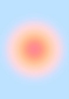 an orange and pink circle on a blue background