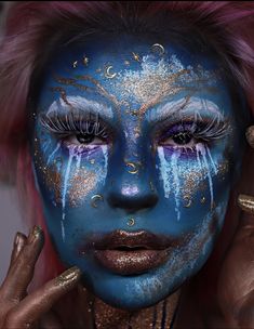 30 Color Palette, Paint Makeup, Mehron Makeup, Face Paint Makeup, Celestial Blue, Male Makeup, Face Painting Designs, Sfx Makeup, Blue Makeup