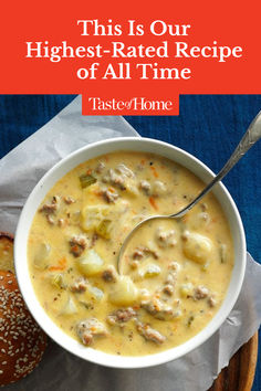 Find out why this easy cheeseburger soup recipe is one of the top-rated recipes on our site! Cheeseburger Soup Recipe, Cheese Burger Soup Recipes, Cheeseburger Soup, Potato Soup Recipe, Savory Soups, Soup And Stew, Chowder Recipes, Soup And Sandwich, Bowl Of Soup