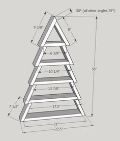 a drawing of a wooden shelf with measurements for the top and bottom shelves on each side