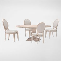 an image of a dining room setting with chairs and table on white background in 3d