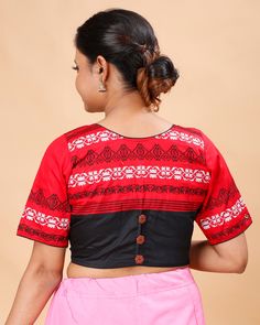 a ready-made, pure cotton, embroidered design blouse. These types of blouses are popular for their comfort and aesthetic appeal, especially in traditional and ethnic wear.  Blouse available in 32,34 waist size waist-32 =36 Bust waist-34=38 Bust Fitted Top With Traditional Patterns, Traditional Embroidered Fitted Shirt, Traditional Fitted Embroidered Shirt, Fitted Embroidered Top With Motifs, Traditional Short Sleeve Festive Shirt, Red Chikankari Embroidery Blouse Piece, Traditional Festive Short Sleeve Shirt, Festive Traditional Fitted Shirt, Traditional Short Sleeve Blouse With Chikankari Embroidery