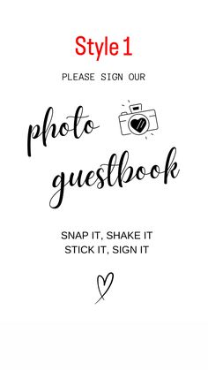 the style 1 photo guest book for snap it, shake it and stick it