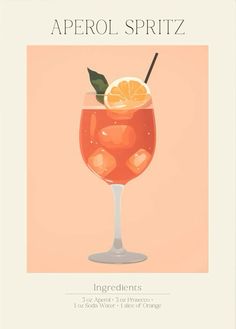 an orange drink in a glass with the words aperol spritz