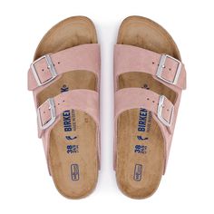 The Arizona Soft Footbed Narrow Slide Sandal in Pink Clay Suede from Birkenstock. The often imitated, never duplicated, category-defining, two-strap wonder from Birkenstock. A comfort legend and a fashion staple. With adjustable straps and a magical cork footbed that conforms to the shape of your foot, a truly custom fit is as effortless as the classic design. Heel shape: flat Made in Germany Suede - a soft and flexible leather with light surface nap Soft Footbed - Contoured cork footbed conform Mens Clogs, European Shoes, Birkenstock Women, Pink Clay, Iconic Style, Birkenstock Arizona, Womens Clogs, Mens Slippers, Nubuck Leather