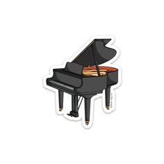 a black piano sticker on a white background with the image of a grand piano