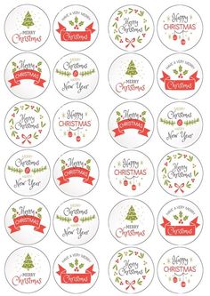 christmas stickers with different designs on them