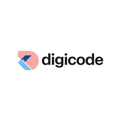 the logo for digicode is shown in black and pink colors on a white background