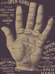 an open hand poster with words written on it