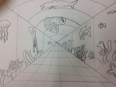 this is a drawing of an underwater hallway