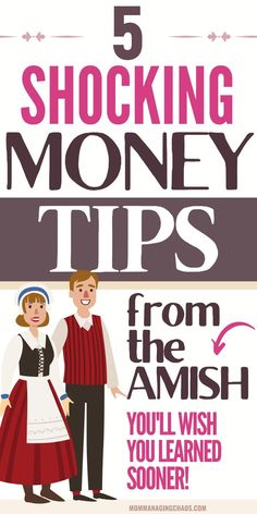 a poster with the words 5 stocking money tips from the amish