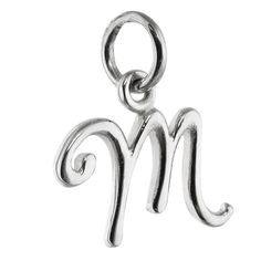 Initial Letter M Charm Pendant Details: - Script M charm is made of genuine 925 sterling silver - Stamped 925 - Dainty charm - Measures approximately 13mm x 10mm (1/2" x 3/8") - Includes a 5mm jump ringShipping Details:  - All orders are shipped within 1 to 2 business days from California, US - Shipping time frames may become a bit longer as gift-giving holidays approach.  Let us know if something is needed by a certain day and we will do our very best to work with you to get it to you in time. Classic White Gold Charms In Sterling Silver, Classic White Gold Sterling Silver Charms, Elegant Silver Charms With Initials, Classic Sterling Silver Engraved Charms, White Gold Sterling Silver Charms, Hallmarked, Script Alphabet, Alphabet Pendant, Sterling Silver Initial, Turtle Charm