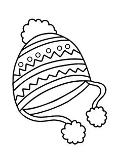 a black and white drawing of an easter egg with pom poms on it