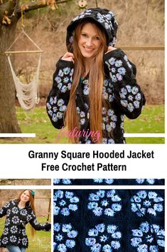 the granny square hood jacket is free crochet pattern and it's easy to make