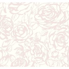 a white and pink wallpaper with roses on it