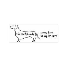 the dachshunds address sticker is shown in black ink on a white background