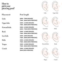 how to pick your piercing post? with different types of ears, nose and ear shapes