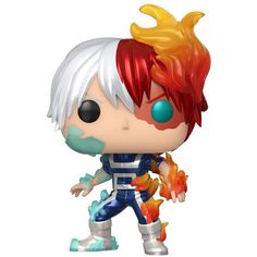 the pop vinyl figure has been designed to look like an anime character with white hair and red