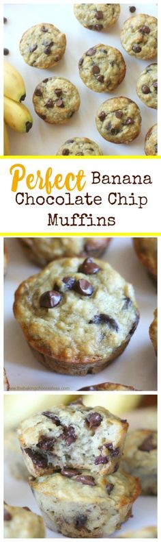 banana chocolate chip muffins with text overlay