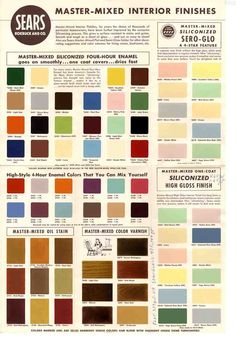 an advertisement for sears's paint colors, with the words master - mixed interior finishes