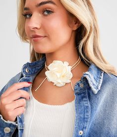 "Boutique By BKE Rosette Necklace - Cream 14-19;26-31;20-25;32+, Women's White Adjustable tie necklace Length measures up to 42". Apparel & Accessories" Rosette Necklace, Tie Necklace, The Boutique, Boutique Jewelry, Necklace Length, Necklace For Women, Come Back, Women's Jewelry, Apparel Accessories