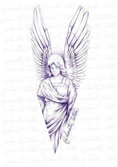 an angel tattoo design with the words, i am not sure if it is in black or