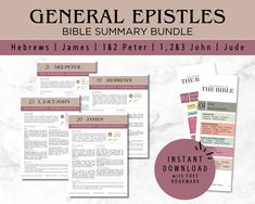 the bible study guide for kids and adults with free printables, including an instruction manual