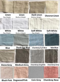 the color chart for different shades of linen