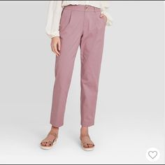 Women’s Lilac Straight Leg High Rise Ankle Pants Spring Ankle-length Chinos For Workwear, Ankle-length Chinos For Spring Workwear, Spring Cropped Leg Chinos With Pockets, Chic Chinos Trousers For Spring, Chic Spring Chinos Trousers, Spring Casual Chinos For Work, Spring Casual Workwear Chinos, Chic Chinos For Spring, Casual Spring Workwear Chinos