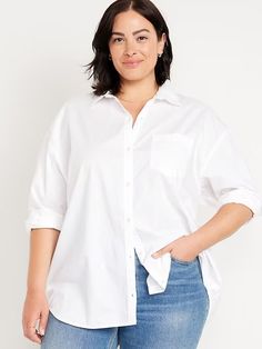 Oversized Button-Down Boyfriend Shirt | Old Navy Boyfriend Shirt, Chest Pocket, Button Downs, Old Navy, Long Sleeves, Navy, Collar, Long Sleeve