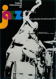 an advertisement for the international jazz festival in mexico, featuring a man on a drum kit