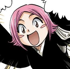 an anime character with pink hair and black wings